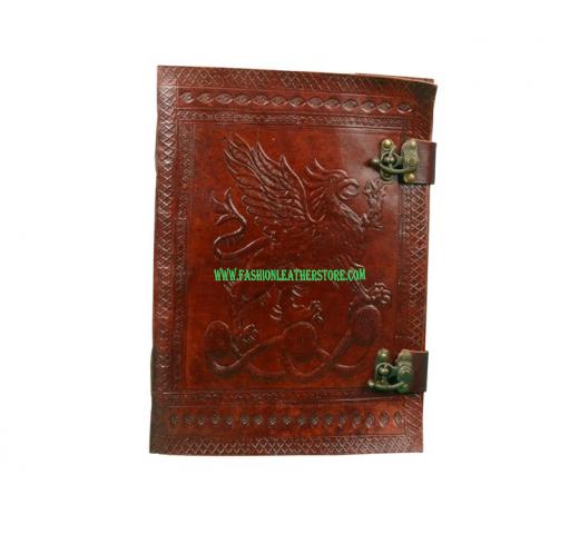 Celtic Blank Leather Gryphon JOURNAL Diary BOS Wicca Pagan Shaman Witch Metal Clasp office & School Use